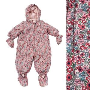 Baby Gap Down Filled Winter Insulated Zip Snowsuit Size 0-6 Months Pink Floral